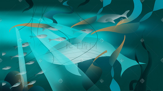 海藻插画图片_海洋海底手绘插画