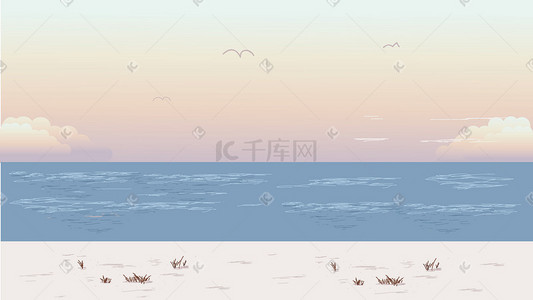 海边沙滩风景插画