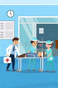 卡通医院插画图片_卡通医护人员医院医疗健康插画