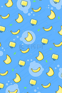 mbe风格水果香蕉果汁手绘插画