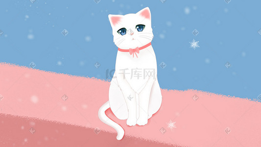 动物插画萌宠系列小白猫