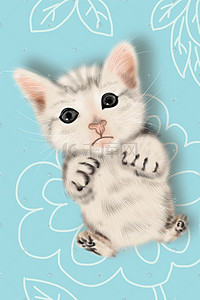 猫咪可爱猫咪插画图片_萌宠可爱猫咪手绘插画psd