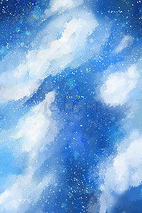 蓝色钢笔插画图片_唯美的蓝色星空星星璀璨