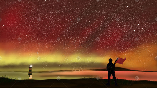 璀璨的星空插画图片_绚丽璀璨的激光夜空