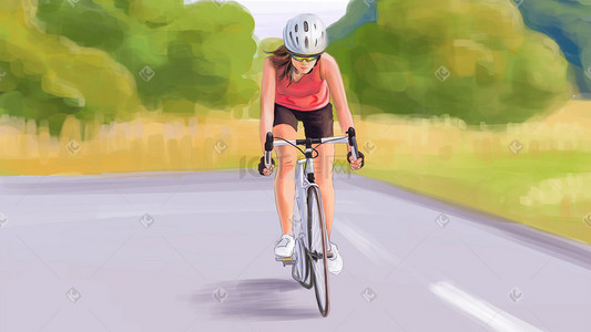 女性运动员骑行运动