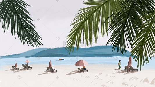 海洋手绘背景插画图片_夏季海岛旅游淘宝背景图