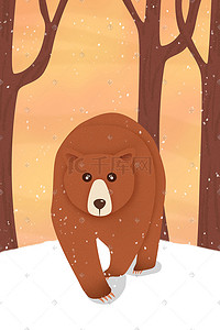 国家野生保护动物棕熊插画