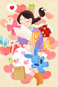 女性卡通插画图片_三八女神节妇女节购物庆祝关爱女性插画