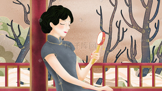 卡通旗袍女人