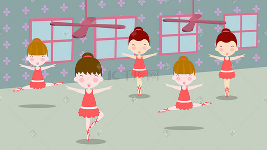 跳舞的王八插画图片_芭蕾女孩在练习跳舞