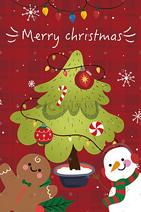 饼饼插画图片_圣诞节圣诞树背景圣诞插画圣诞
