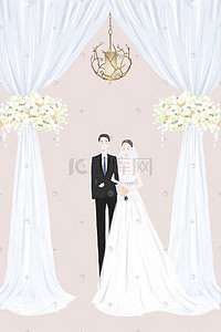 婚礼爱情插画图片_婚礼场景神圣殿堂