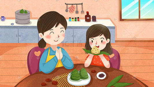 端午节和妈妈吃粽子端午