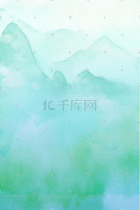 水墨山水水墨唯美插画图片_绿色系中国风古风水墨山水背景