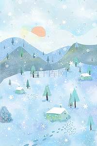 冰雪婚礼婚礼插画图片_大雪节气冬天冬季冰雪覆盖唯美雪花景色