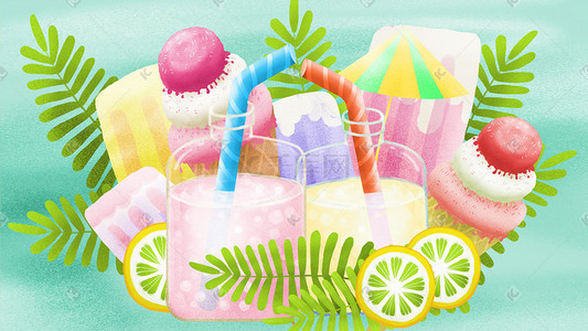 冰淇冰糕雪糕甜筒插画图片_夏天立夏夏季大暑小暑冰淇淋