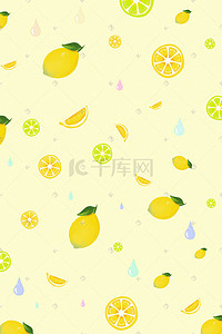 白色的小手插画图片_手账柠檬平铺背景