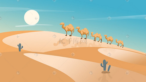 扁平渐变小清新保护动物沙漠骆驼