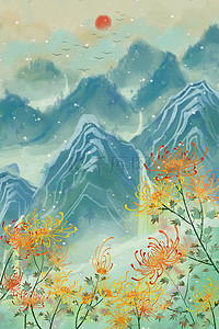 老人陪伴重阳节插画图片_重阳节重阳九九重阳节登山登高