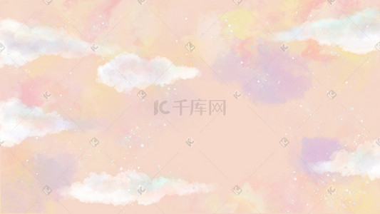 粉色天空云朵插画图片_粉色天空云朵背景