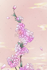 粉色唯美卡通春季春天花朵花卉工笔画配图