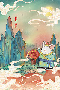 中国福字插画图片_鼠年大吉新春中国风插画