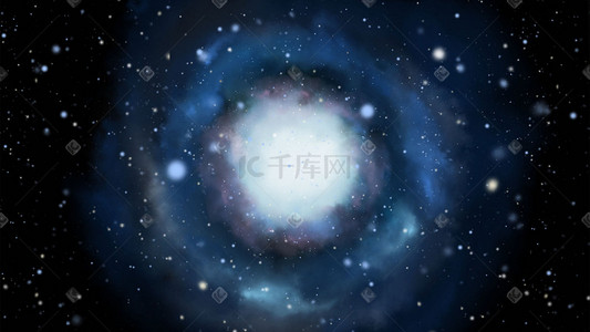 外太空背景卡通插画图片_深蓝色唯美卡通星云发光星系宇宙星光配图