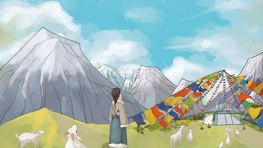 少数民族漫画插画图片_少数民族藏族民俗旅游民族所在地