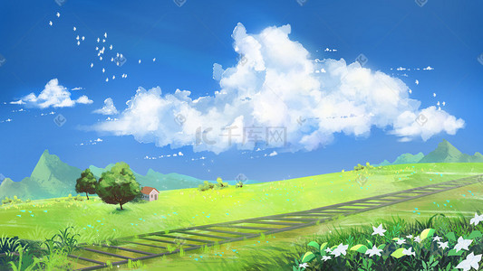 欧美花型插画图片_精致儿插画夏天场景