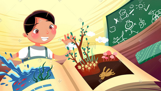 儿童教育图插画图片_卡通手绘风开学季配图