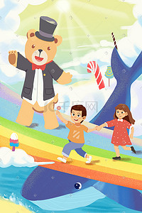 61儿童节儿童节快乐游乐园童趣卡通插画六一