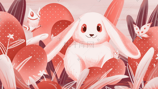 复活节兔子彩蛋动物卡通小清新插画