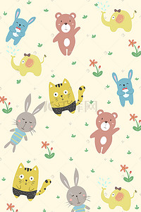 兔子卡通兔子插画图片_卡通动物平铺背景