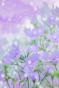 鲜花背景插画图片_紫色唯美治愈花朵花海鲜花背景520