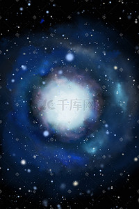 深蓝色唯美卡通星云发光星系宇宙星光配图