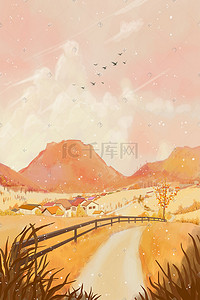 秋季秋天植物插画图片_秋天秋季风景背景