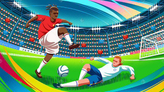 看足球插画图片_足球国足世界杯足球赛看球赛夺冠踢球欧洲杯