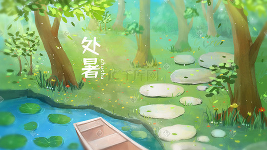 绿色树叶背景插画图片_绿色夏日唯美背景