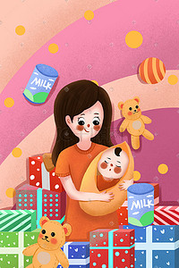 奶粉插画图片_母婴产品促销打折促销购物618