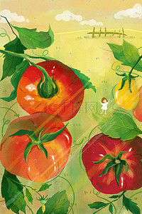 秋天丰收番茄蔬菜草地水果美食秋分