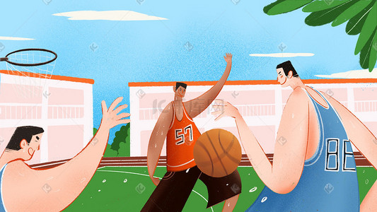 兴趣班书法插画图片_教育培训篮球兴趣班篮球场打篮球