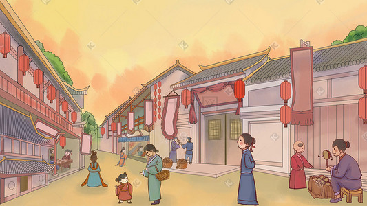 传统文化文化插画图片_中国风新中国风古风人物水墨古代生活
