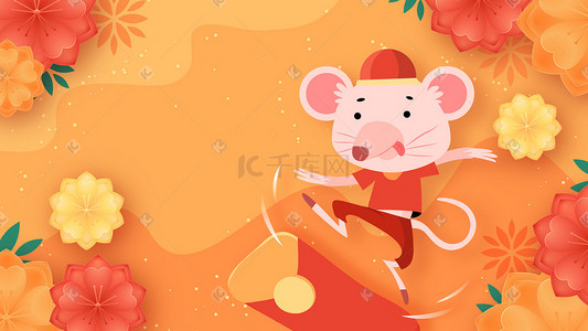 吉祥物插画图片_2020年鼠年新年春节中国风手机页面配图
