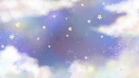 紫色系梦幻唯美星空云朵星星背景