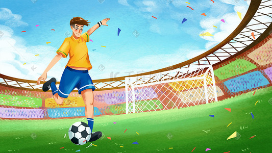 运动员插画图片_亚洲杯世界足球日踢球运动员欧洲杯