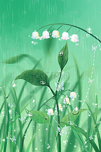 植物雨水插画图片_节气雨水春天春季植物