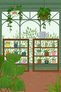 治愈植物小清新场景绿色温馨房间