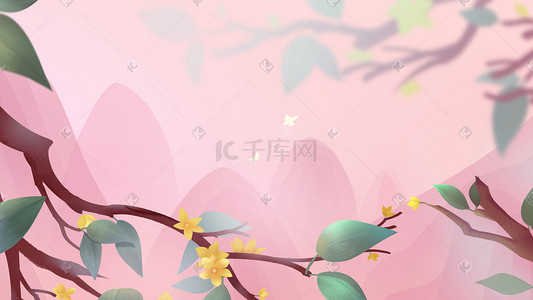 迎春花插画图片_立春节气粉色绿色季节春天春季唯美治愈