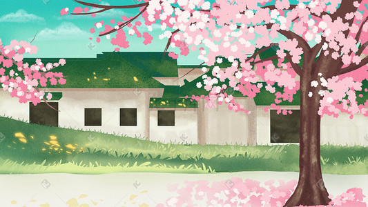 春天来了！插画图片_春天樱花樱花节春天来了