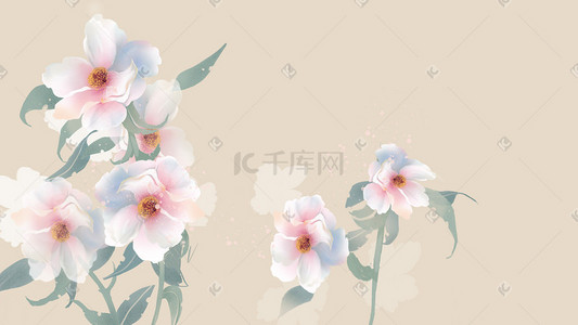 牡丹花logo插画图片_油画牡丹手绘工笔插画小清新